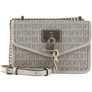 DKNY Women’s Elissa Small Shoulder Bag with Logo Charm(Hemp/Pebble Legacy)
