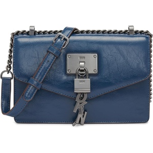 DKNY Women’s Elissa Small Shoulder Bag with Logo Charm(Light Midnght)