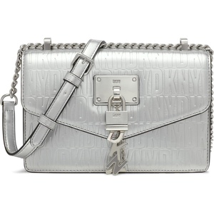 DKNY Women’s Elissa Small Shoulder Bag with Logo Charm(Silver Legacy)