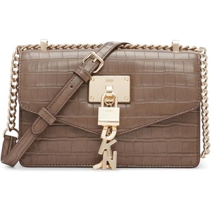 DKNY Women’s Elissa Small Shoulder Bag with Logo Charm(Tuffle Croc)