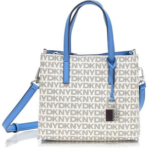 DKNY Women’s Farah Logo Crossbody Satchel With Padlock Charm(Marshmlow/Sky)