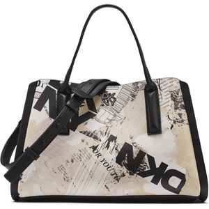 DKNY Women’s Josie Satchel Bag With Adjustable Strap(White/Black)