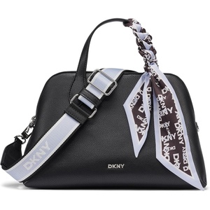 DKNY Women’s Lilah Small Satchel Crossbody With Scarf(Black/Silver)