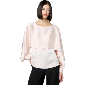 DKNY Women’s Long Caped Sleeve Blouse(Champagne)