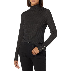 DKNY Womens Long Sleeve Cutout Knit Blouse(Black)
