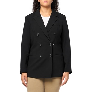 DKNY Women’s Long Sleeve Notch Collar Double Breasted Jacket(Black)
