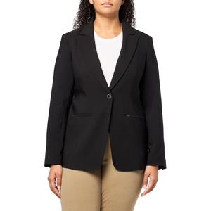 DKNY Women’s Long Sleeve Notch Collar One Button Jacket(Black)