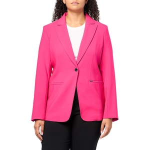 DKNY Women’s Long Sleeve Notch Collar One Button Jacket(Hot Pink)