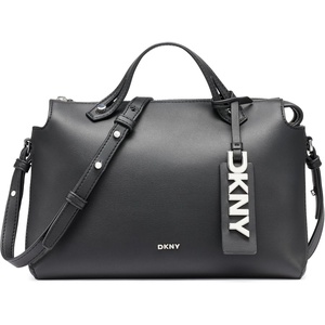DKNY Women’s Louisa Medium Satchel Bag With Adjustable Straps and Logo Tag(Black/Silver)