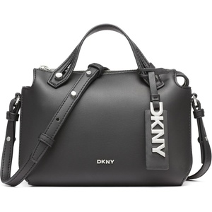DKNY Women’s Louisa Small Satchel Bag With Adjustable Straps and Logo Tag(Black/Silver)