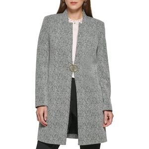 DKNY Women’s Novelty Metallic Monogram Detail Jacket(Black/White)