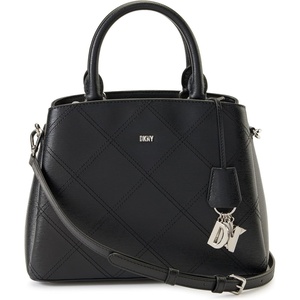 DKNY Women’s Paige Medium Satchel with Adjustable Strap(Black/Silver)
