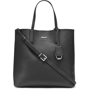 DKNY Women’s Saige Medium Tote Crossbody(Black/Silver)