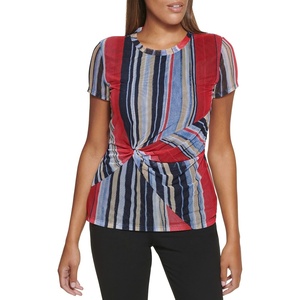 DKNY womens Dkny Women Side Knot Top(Navy)