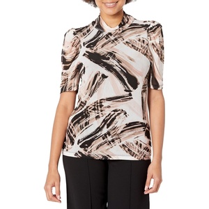 Women’s Half Sleeve Crew Neck Blouse(Rose Multi)