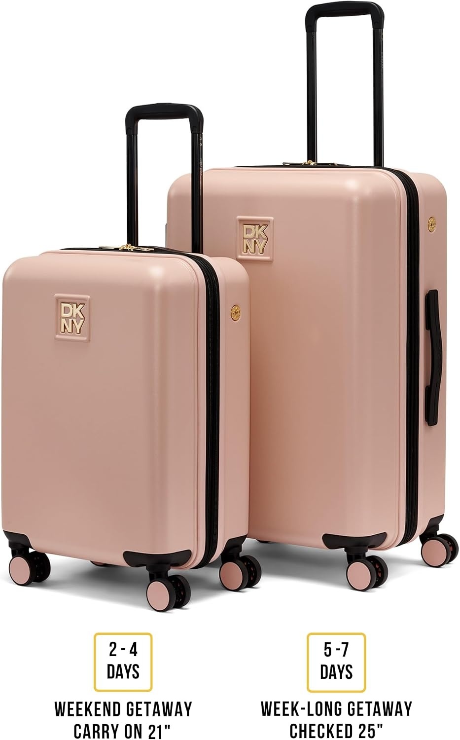 image:imageDKNY Amazon Exclusive On the Go 25 Hardshell Lightweight Expandable Checked Luggage with Spinner WheelsBlackBlush