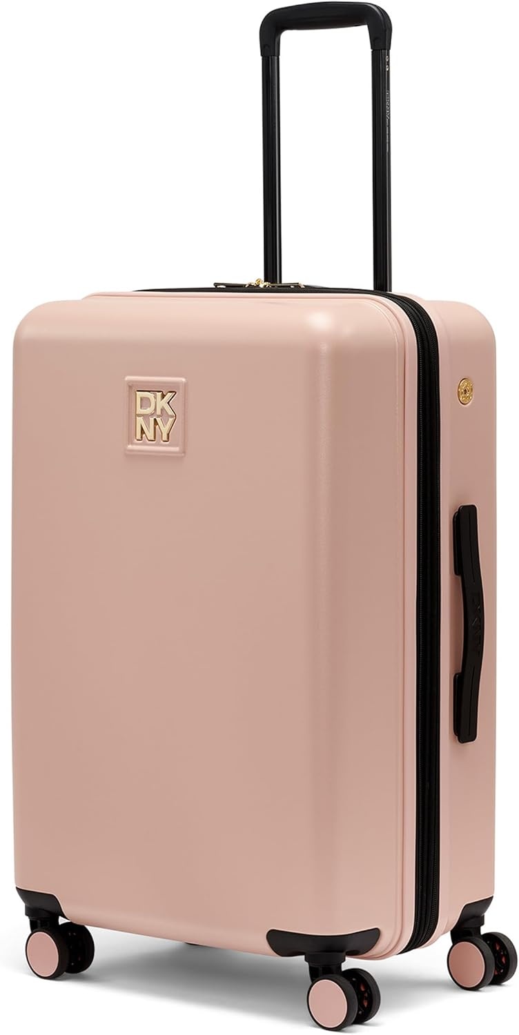 image:imageDKNY Amazon Exclusive On the Go 25 Hardshell Lightweight Expandable Checked Luggage with Spinner WheelsBlackBlush