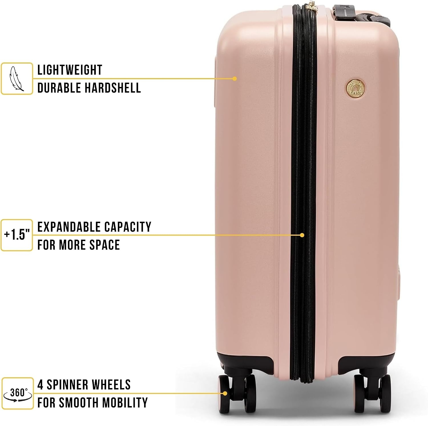 image:imageDKNY Amazon Exclusive On the Go 25 Hardshell Lightweight Expandable Checked Luggage with Spinner WheelsBlackBlush