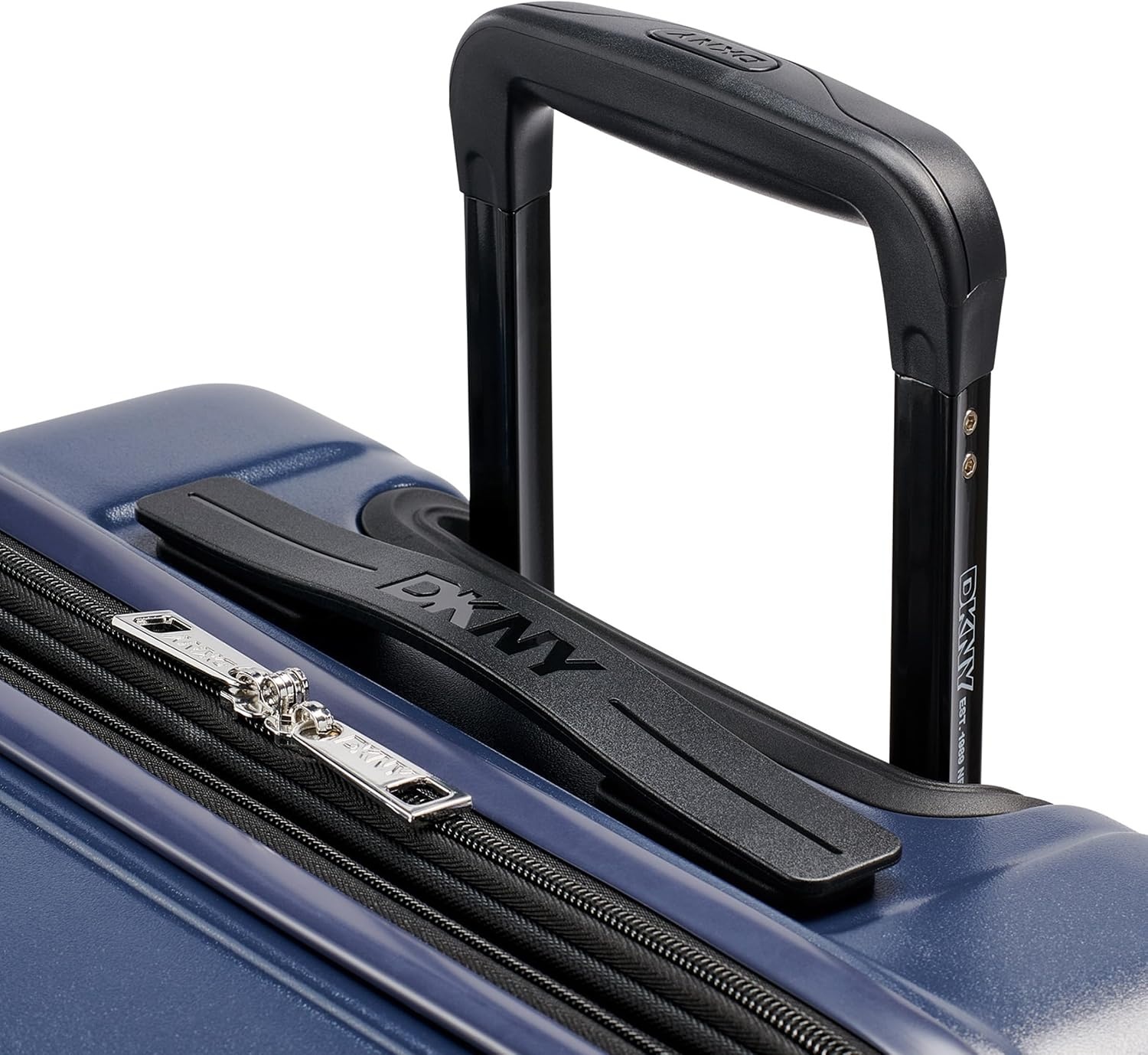 image:imageDKNY Amazon Exclusive On the Go 25 Hardshell Lightweight Expandable Checked Luggage with Spinner WheelsBlackNavy