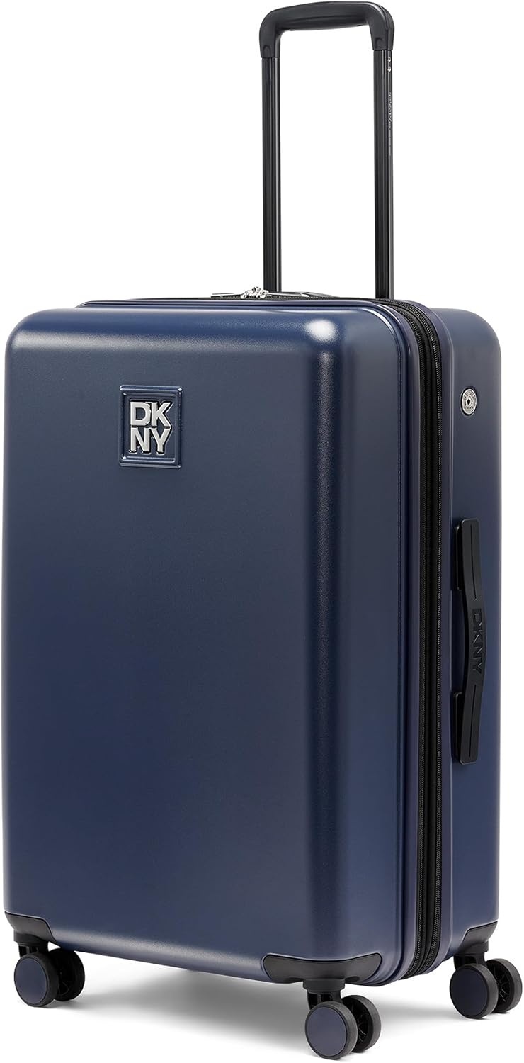image:imageDKNY Amazon Exclusive On the Go 25 Hardshell Lightweight Expandable Checked Luggage with Spinner WheelsBlackNavy