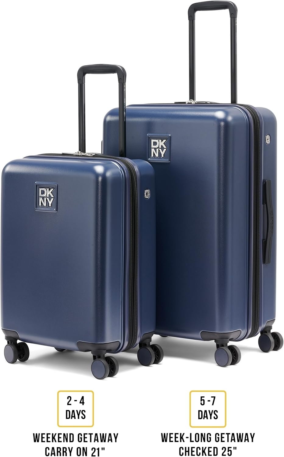 image:imageDKNY Amazon Exclusive On the Go 25 Hardshell Lightweight Expandable Checked Luggage with Spinner WheelsBlackNavy