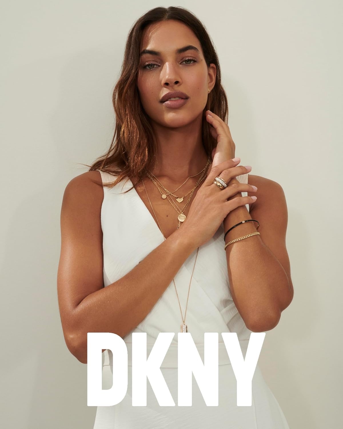 image:imageDKNY GoldTone Micropav Linear Drop Earrings Beautiful Womens Jewelry GoldTone amp Crystal Dangle Earrings