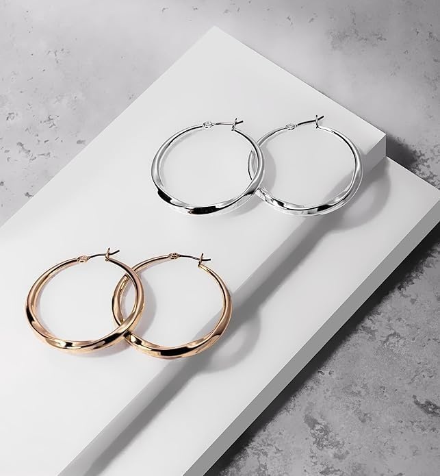 image:imageDKNY Medium Twist Hoop Earrings Elegant Hoop Earrings for Women Beautiful Womens Jewelry Gold