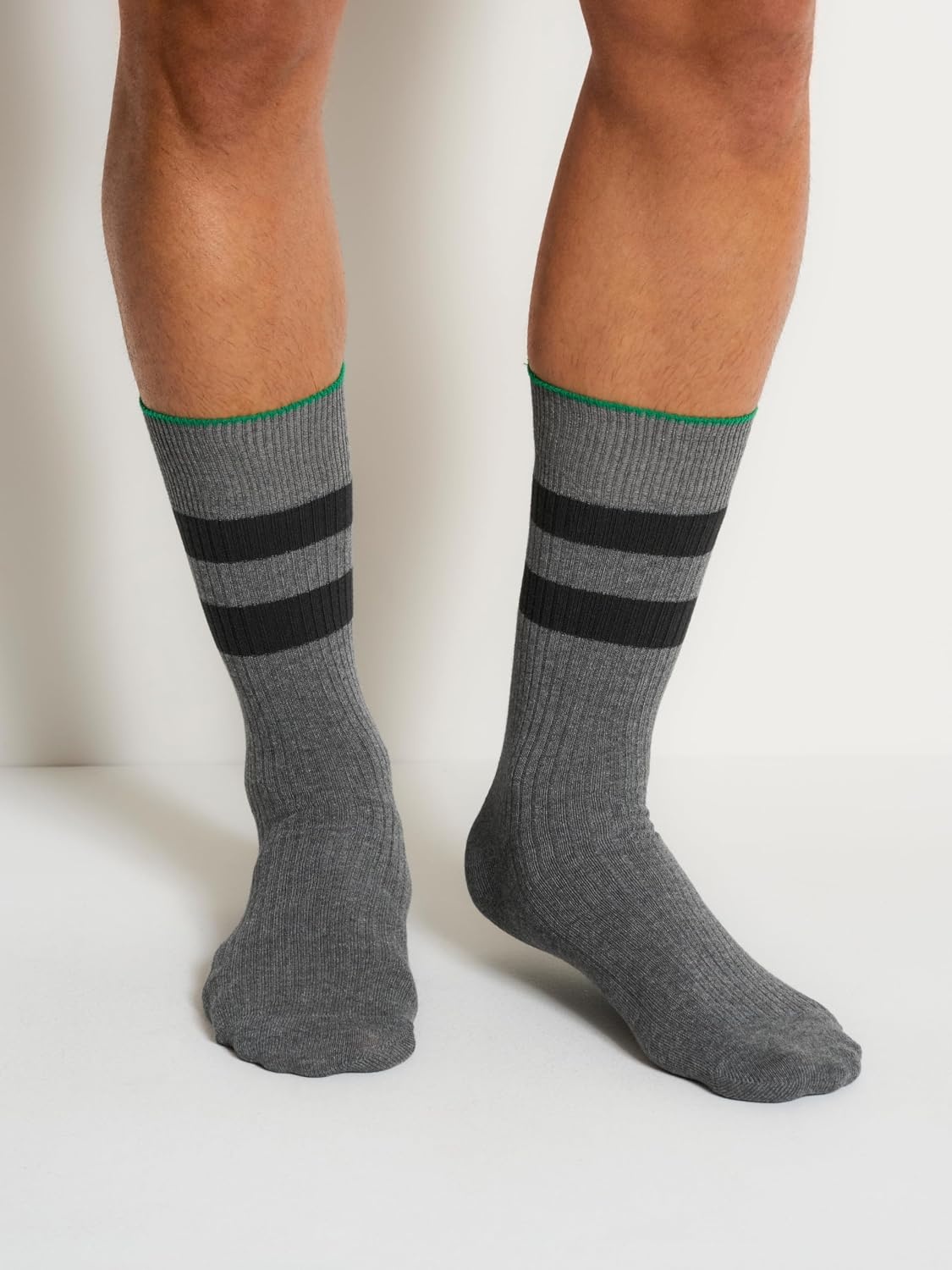 image:imageDKNY Mens 3 Pack Cotton Crew SocksGrey HeatherGreen