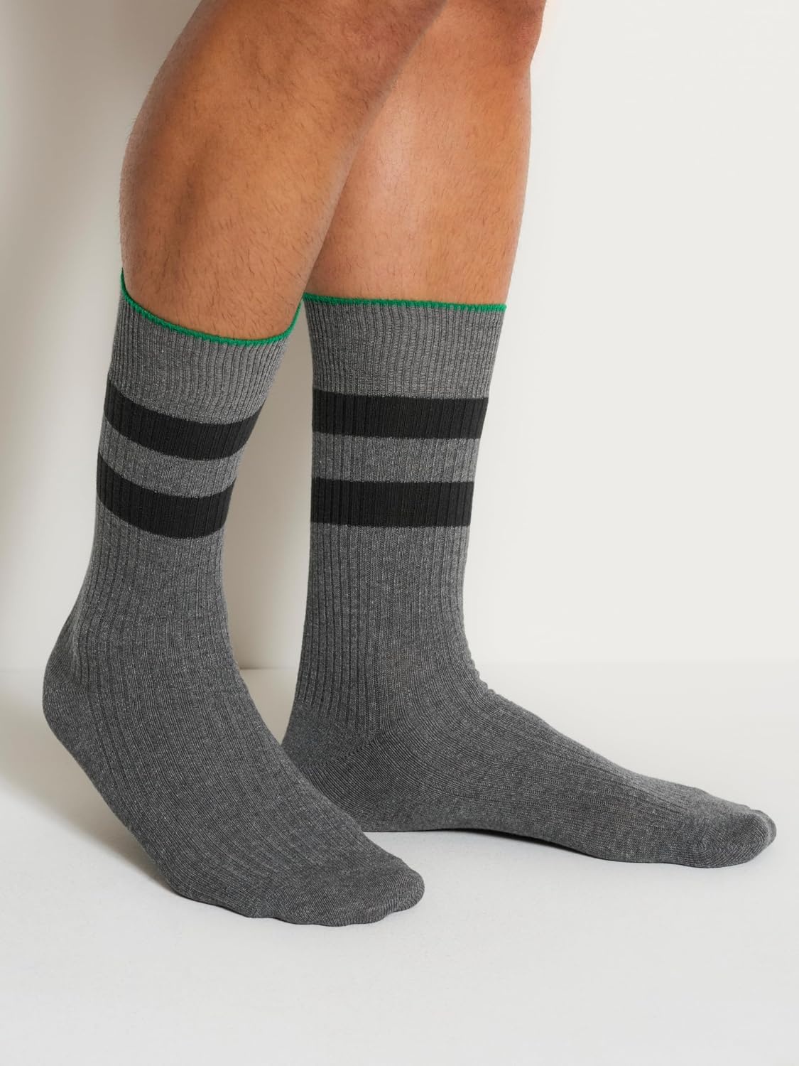 image:imageDKNY Mens 3 Pack Cotton Crew SocksGrey HeatherGreen