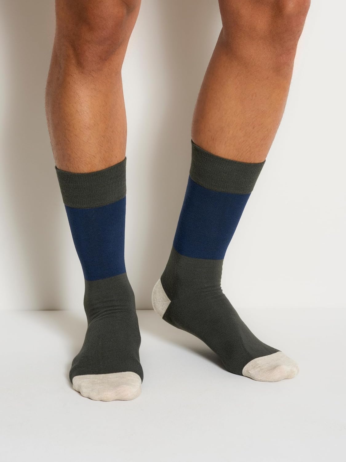 image:imageDKNY Mens 3 Pack Rayon Crew Dress SocksNavyOatmeal