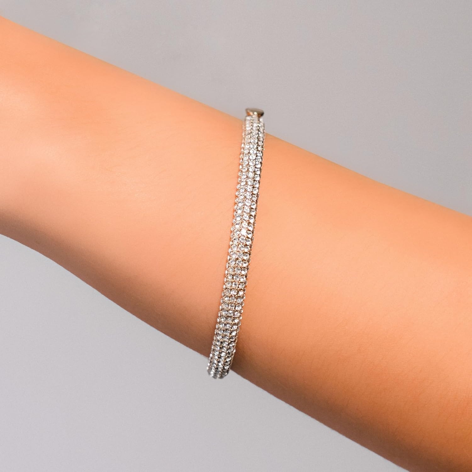 image:imageDKNY Ombre Pave Bangle Bracelet Gold amp SilverTone with Crystals Womens Bracelet with Box amp Tongue Closure Great Gift for Women