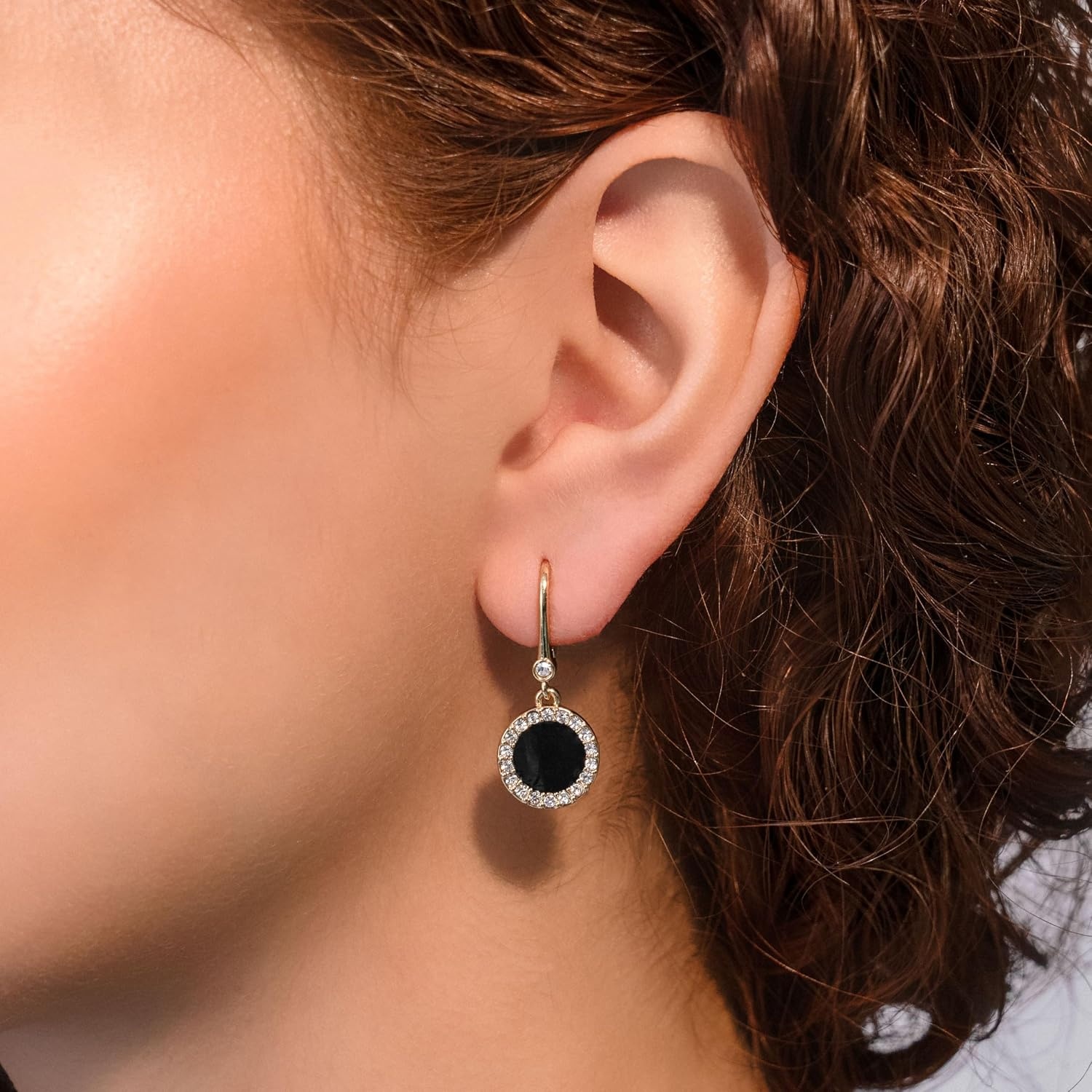 image:imageDKNY Pav amp Stone Small Drop Earrings Gold Earrings for Women Elegant Drop Earrings Beautiful Womens Jewelry
