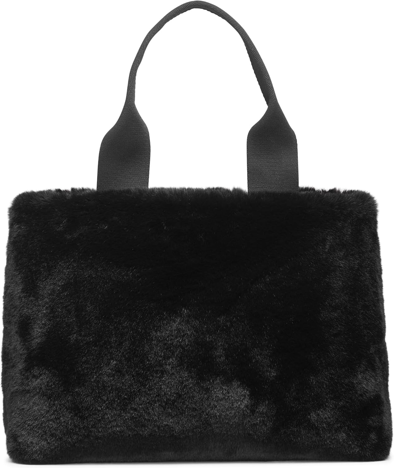 image:imageDKNY Roni Fur Tote Bag with Logo Charm BlackSilverBlackSilver