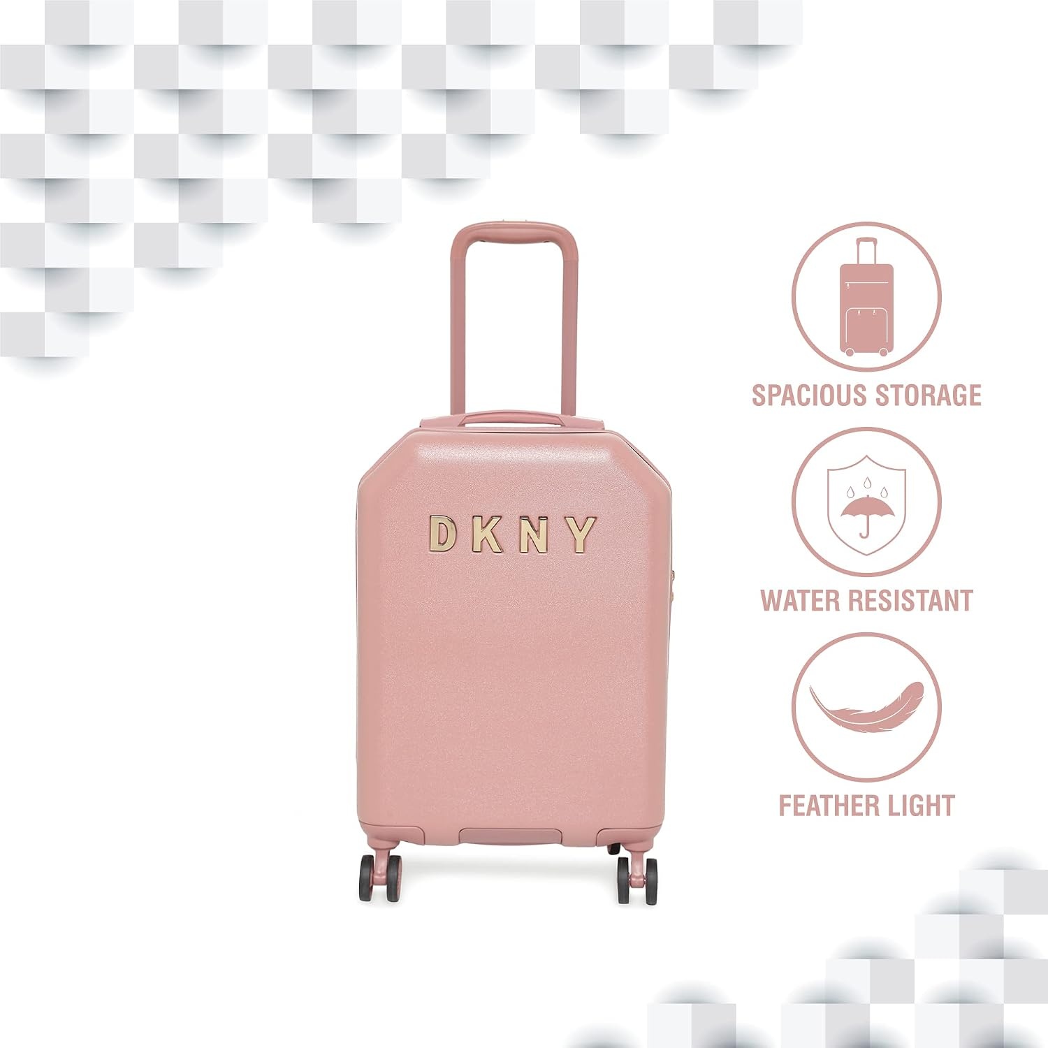 image:imageDKNY UnisexAdult Metal Logo Dark Rose 21 Carry OnDark Rose