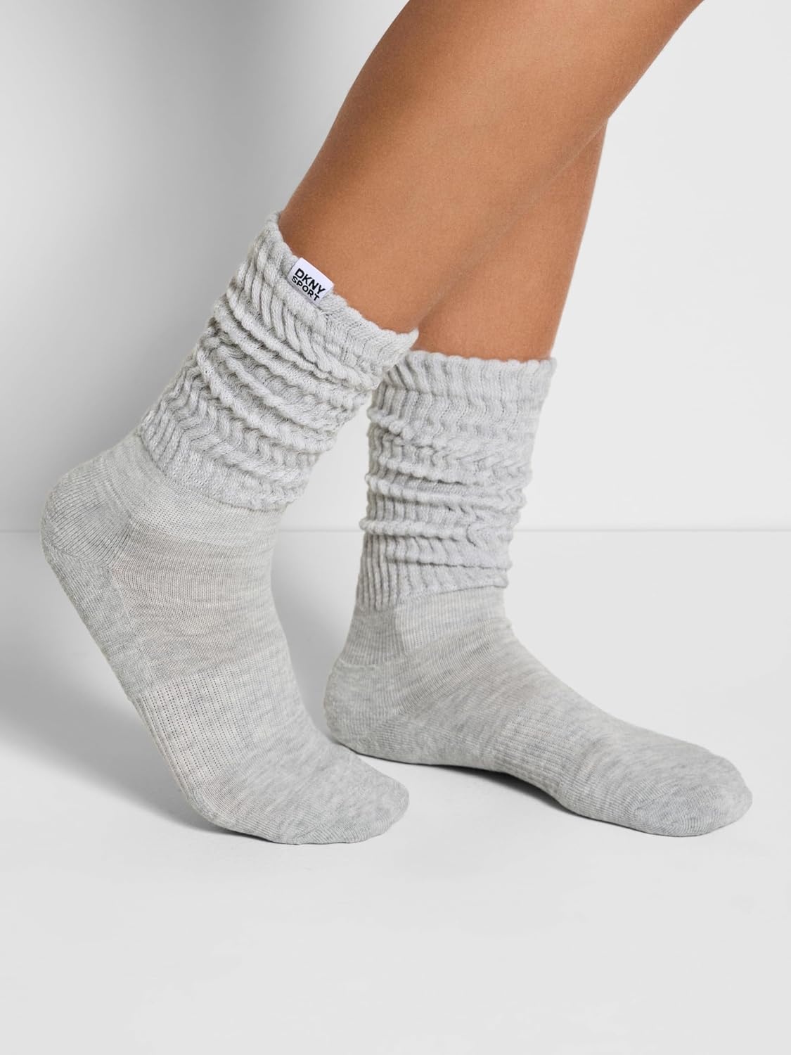 image:imageDKNY Womens 3 Pack Slouch Crew SocksGreyWhiteBlack