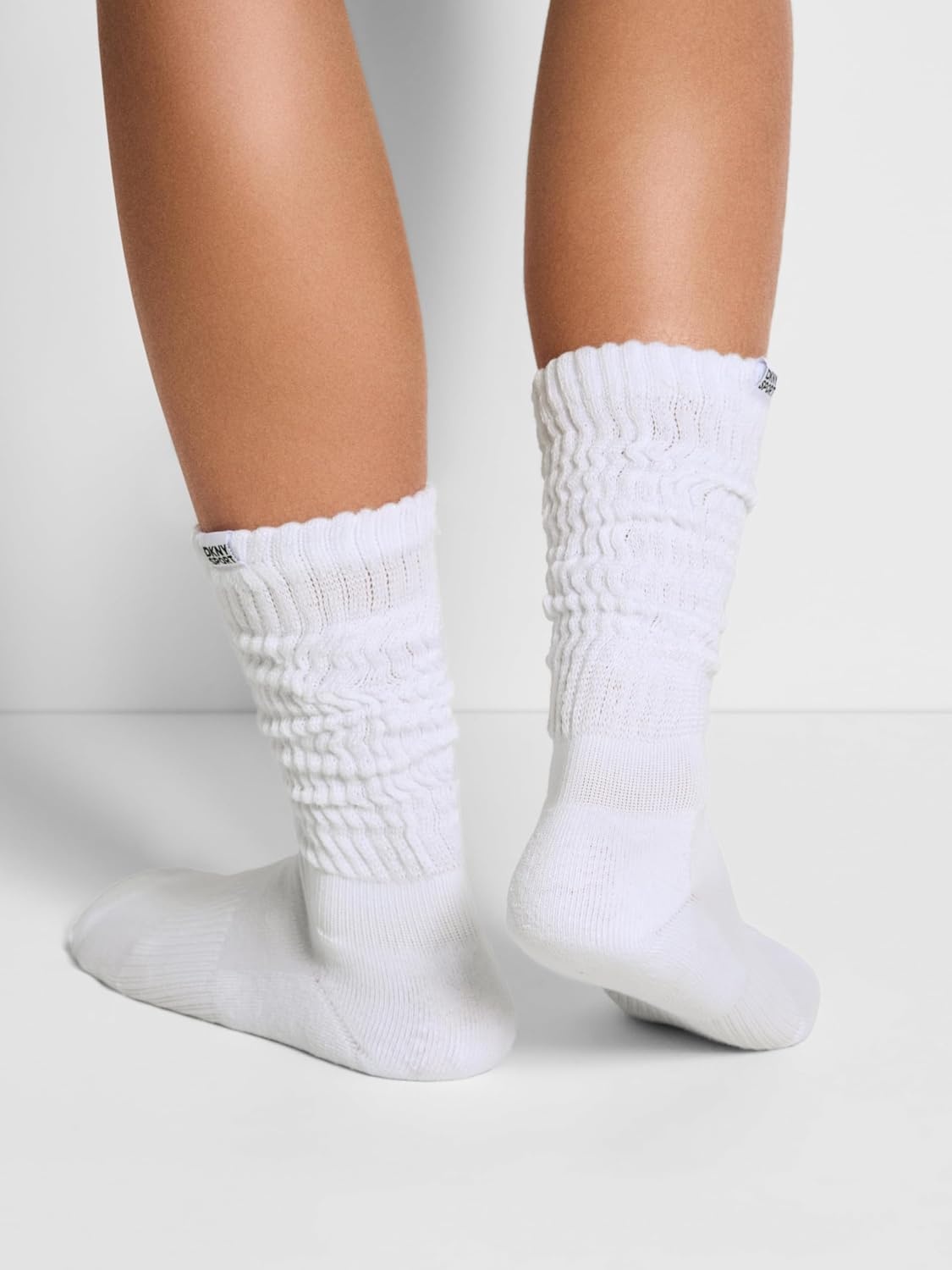 image:imageDKNY Womens 3 Pack Slouch Crew SocksWhite Traditional