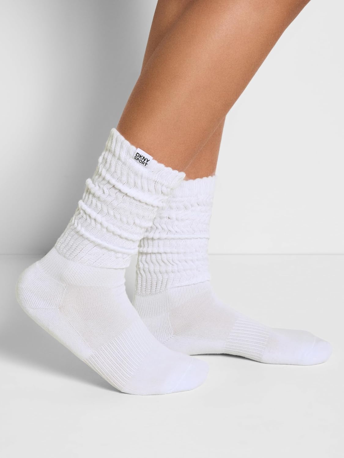 image:imageDKNY Womens 3 Pack Slouch Crew SocksWhite Traditional
