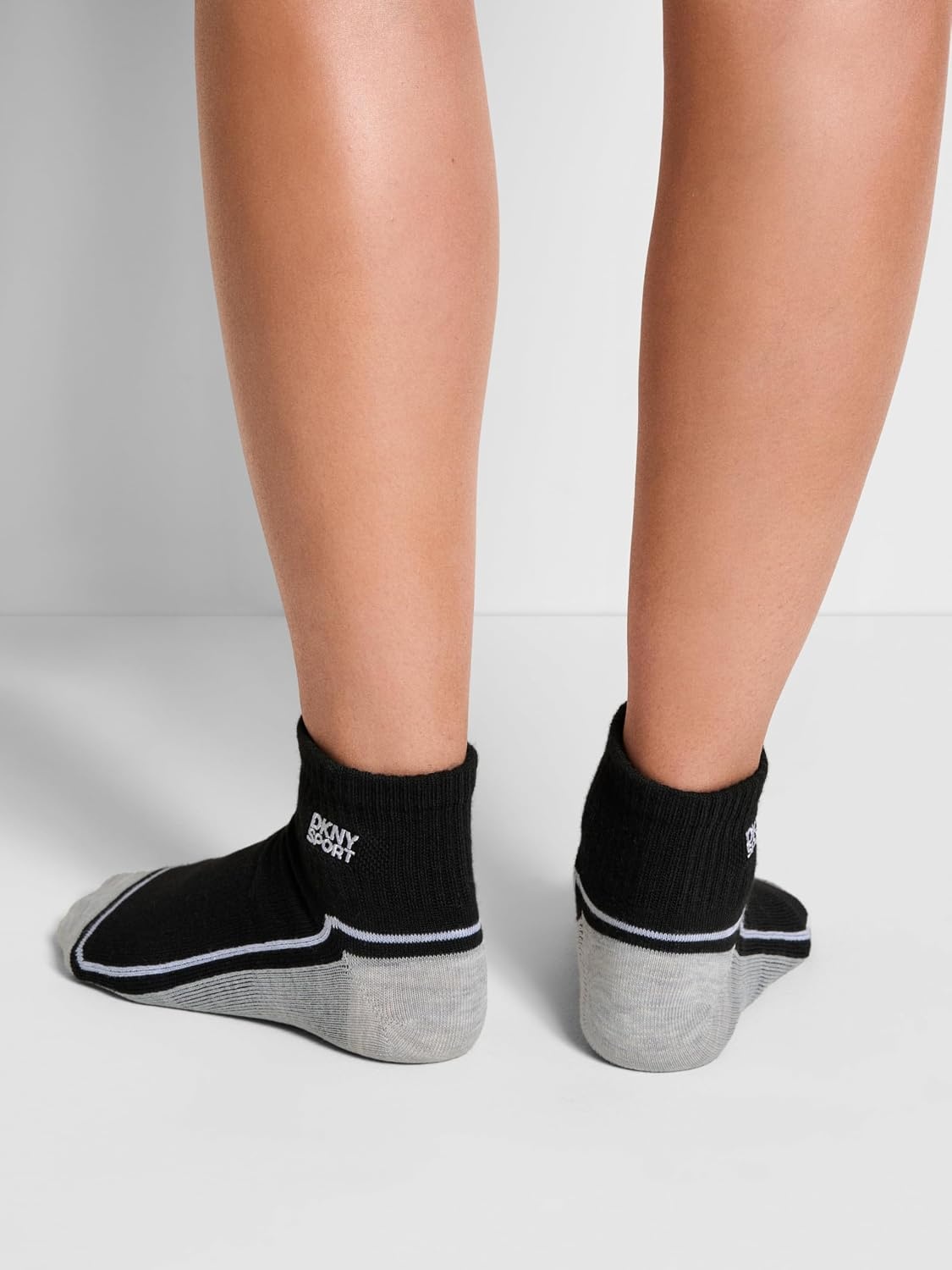 image:imageDKNY Womens 6 Pack Sport High Quarter Crew SocksGreyBlack