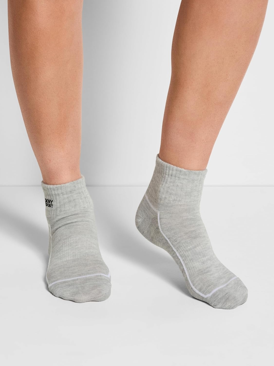 image:imageDKNY Womens 6 Pack Sport High Quarter Crew SocksGreyBlack