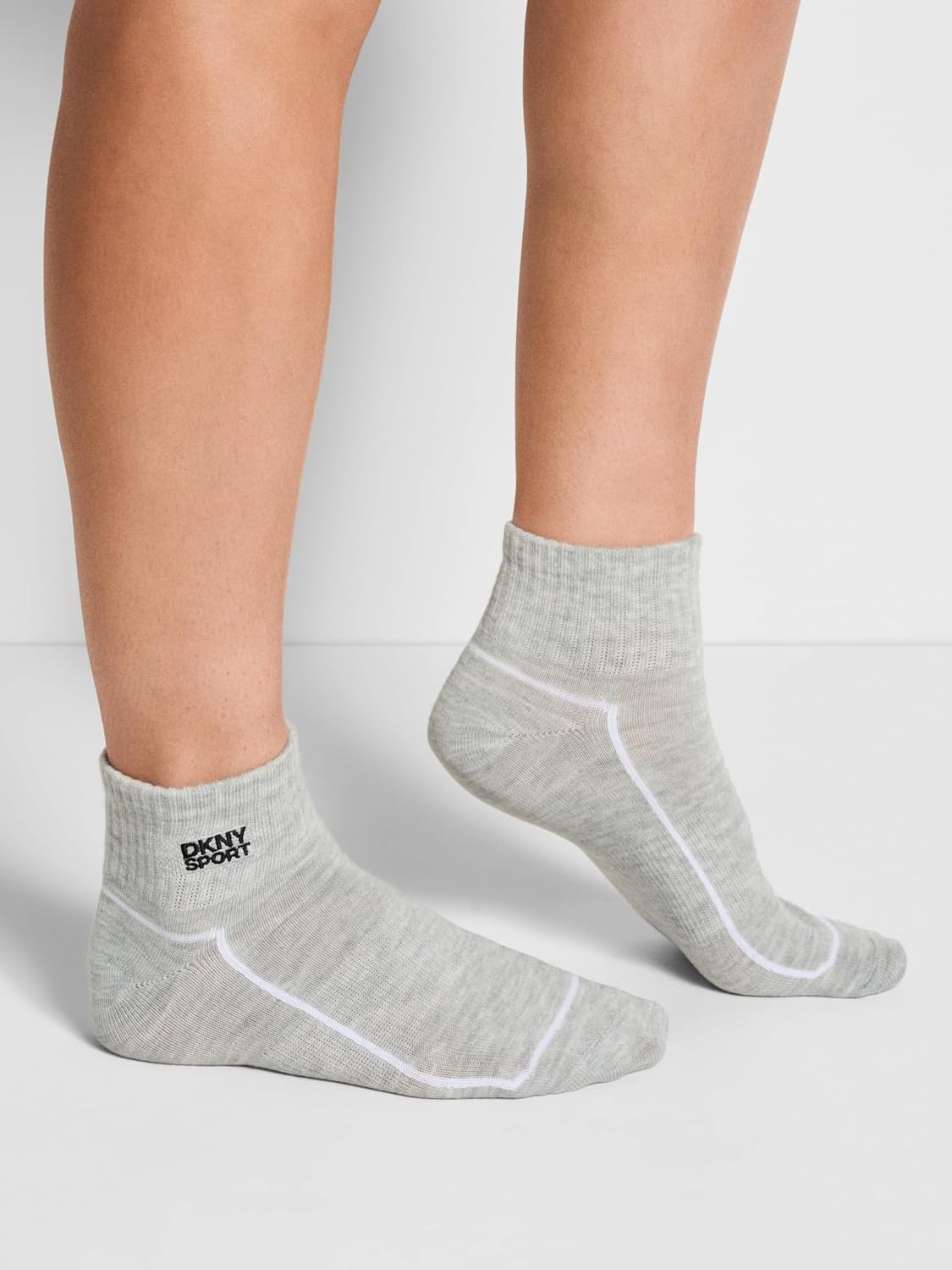 image:imageDKNY Womens 6 Pack Sport High Quarter Crew SocksGreyBlack