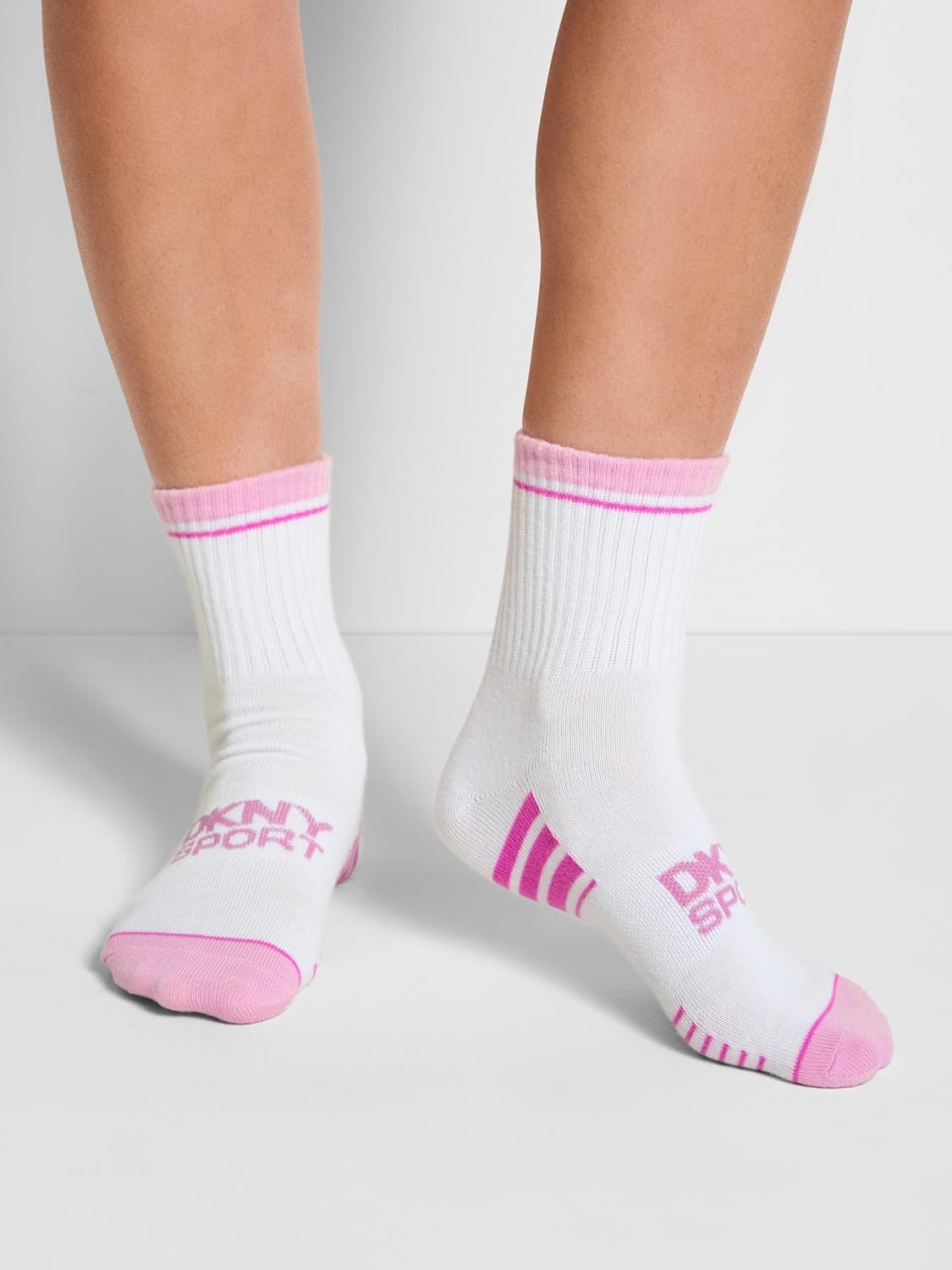 image:imageDKNY Womens 6 Pack Sport Low Crew SocksWhitePink