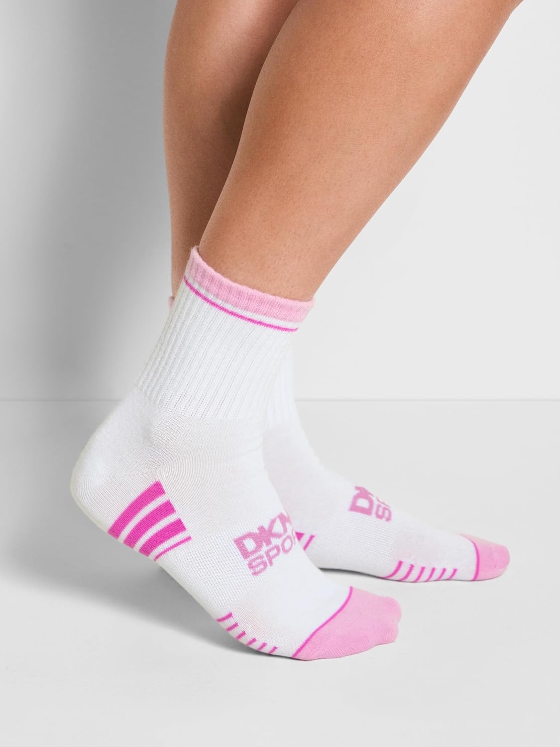 image:imageDKNY Womens 6 Pack Sport Low Crew SocksWhitePink