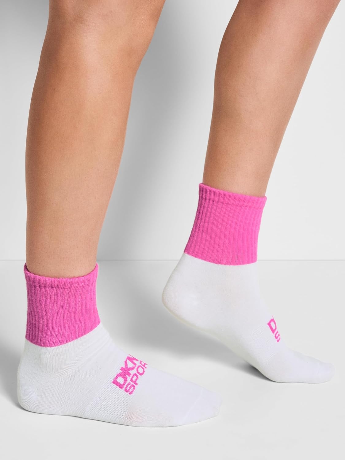 image:imageDKNY Womens 6 Pack Sport Low Crew SocksWhitePink