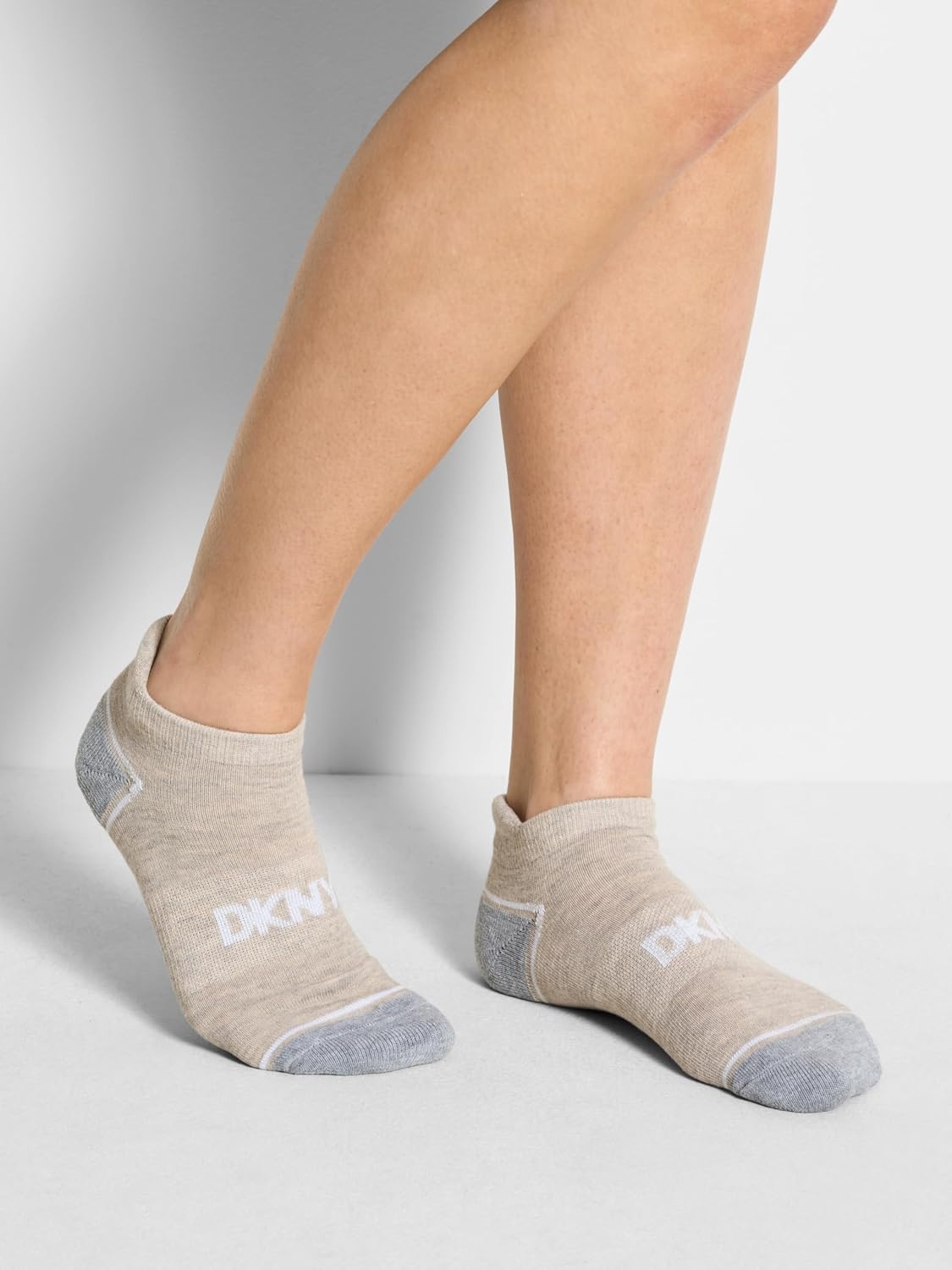 image:imageDKNY Womens 8pack Low Cut Socks With Heel Tab Arch Support amp Cushioned FootbedWhiteOatmeal Heather