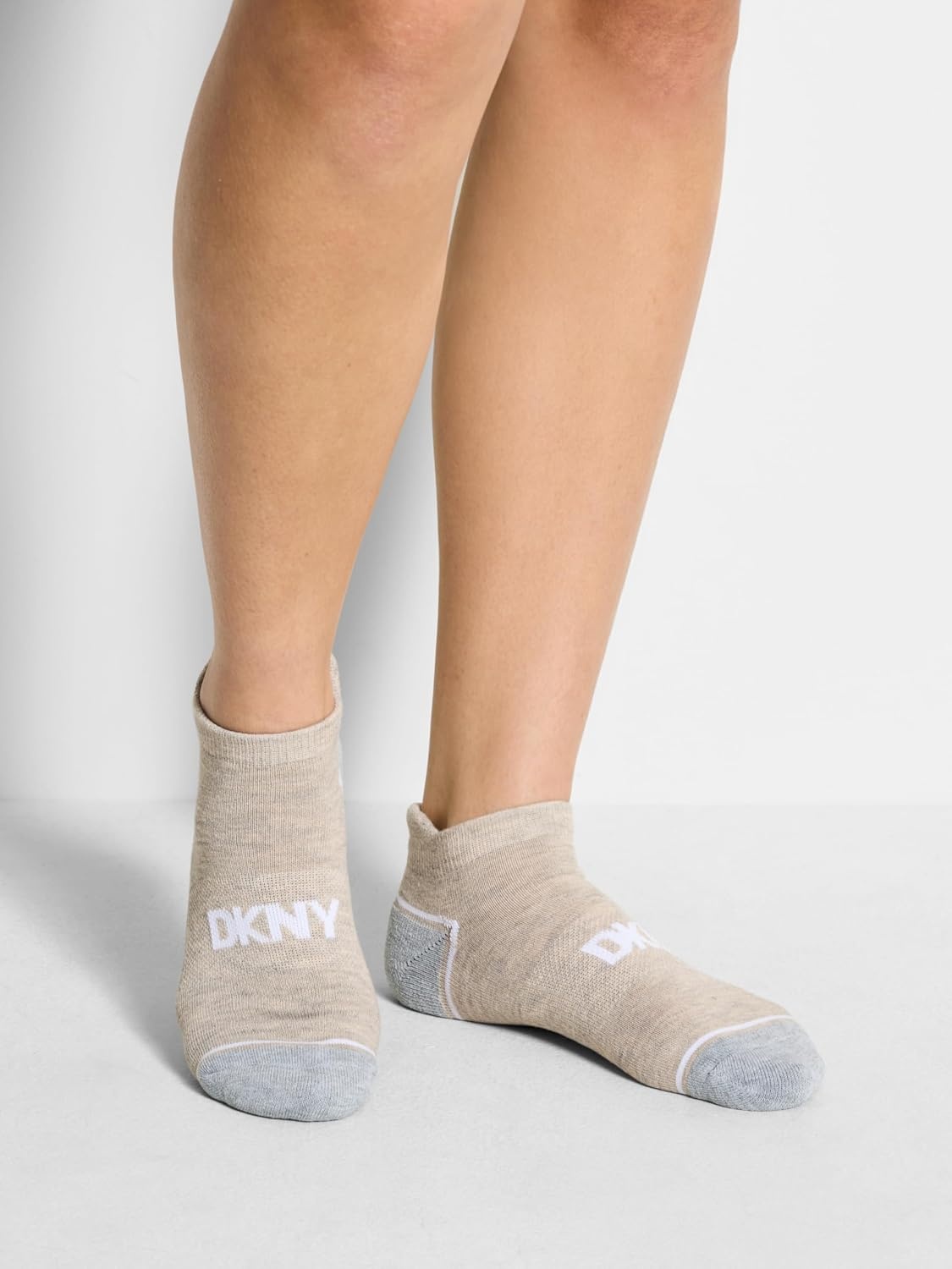 image:imageDKNY Womens 8pack Low Cut Socks With Heel Tab Arch Support amp Cushioned FootbedWhiteOatmeal Heather
