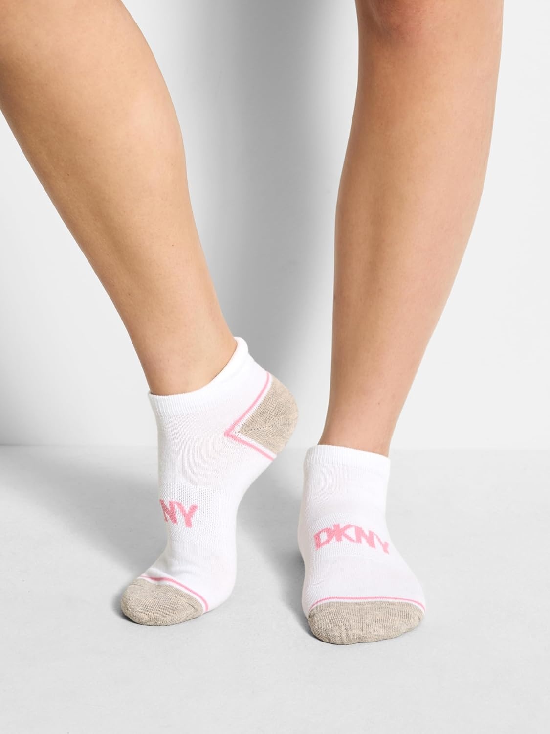 image:imageDKNY Womens 8pack Low Cut Socks With Heel Tab Arch Support amp Cushioned FootbedWhiteOatmeal Heather