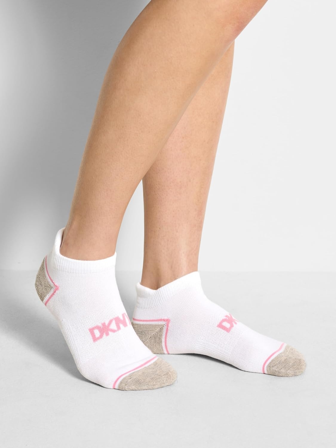 image:imageDKNY Womens 8pack Low Cut Socks With Heel Tab Arch Support amp Cushioned FootbedWhiteOatmeal Heather