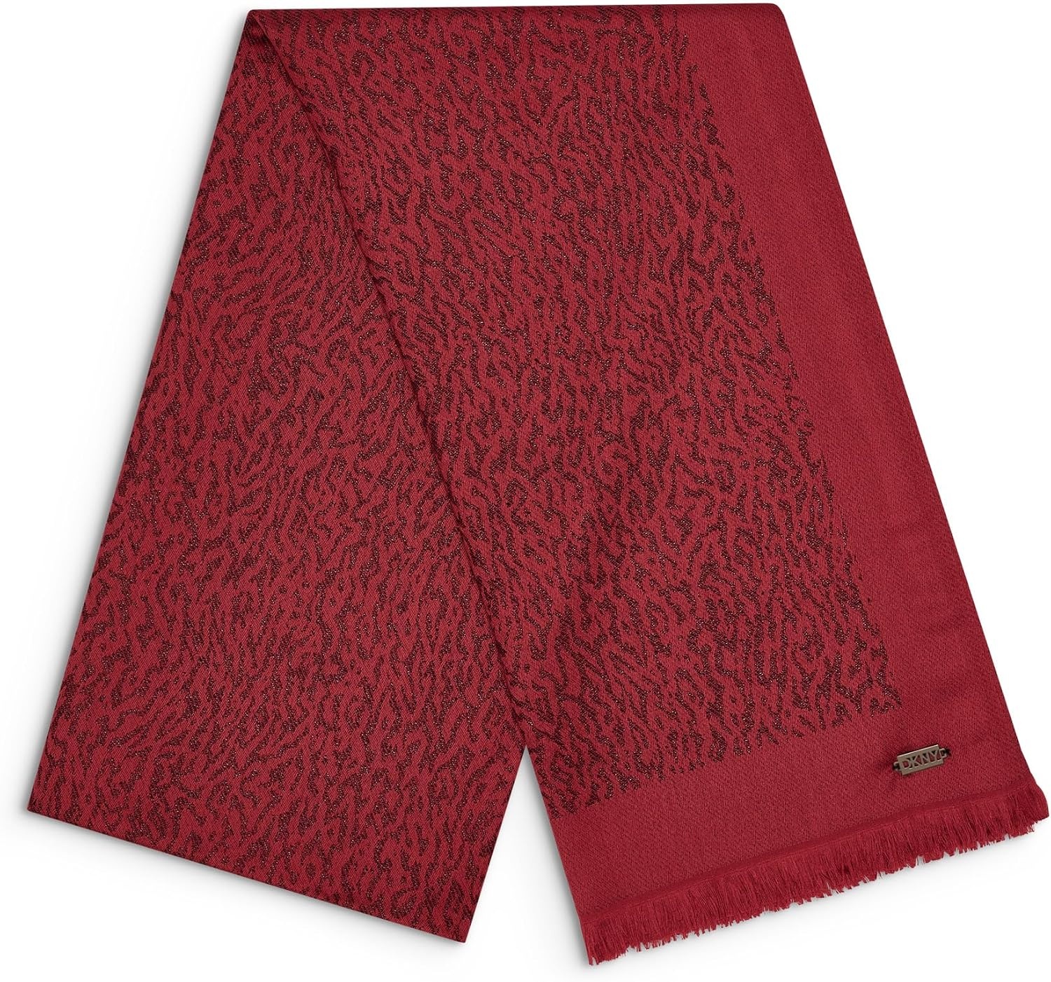 image:imageDKNY Womens Abstract Leopard Metallic Pashmina With Eyelash FringeCity Clay