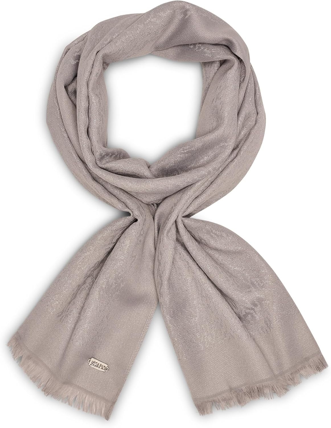 image:imageDKNY Womens Abstract Leopard Metallic Pashmina With Eyelash FringeGrey