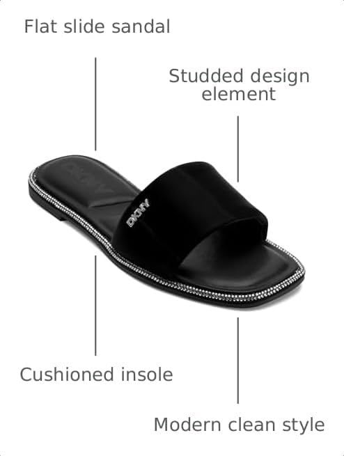 image:imageDKNY Womens Bavant Studded Flat Slide SandalBlack